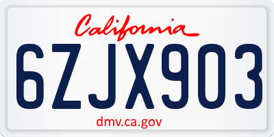 CA license plate 6ZJX903