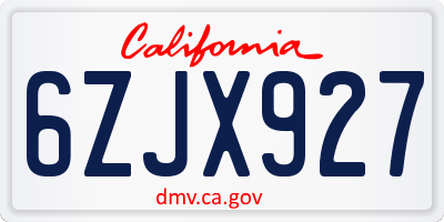 CA license plate 6ZJX927