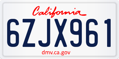 CA license plate 6ZJX961