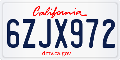 CA license plate 6ZJX972