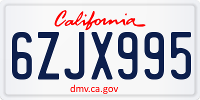 CA license plate 6ZJX995