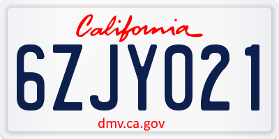 CA license plate 6ZJY021