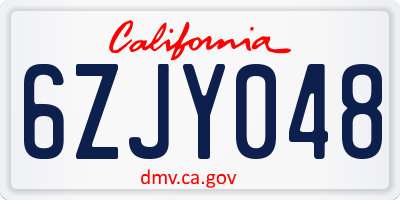 CA license plate 6ZJY048