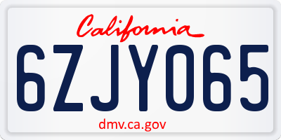 CA license plate 6ZJY065