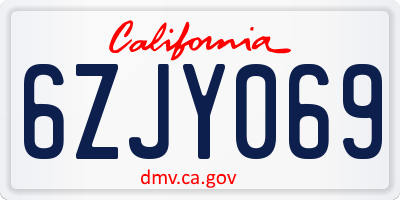 CA license plate 6ZJY069
