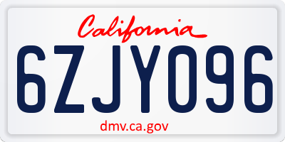 CA license plate 6ZJY096