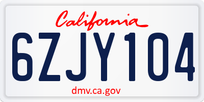 CA license plate 6ZJY104