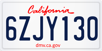 CA license plate 6ZJY130
