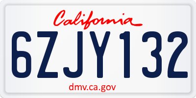 CA license plate 6ZJY132