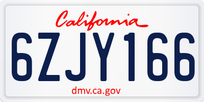 CA license plate 6ZJY166