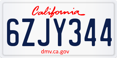 CA license plate 6ZJY344