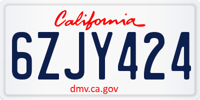 CA license plate 6ZJY424