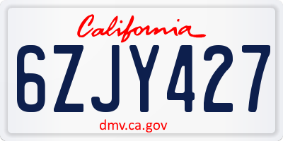 CA license plate 6ZJY427