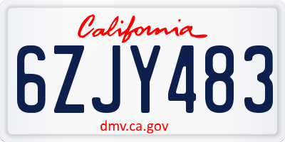 CA license plate 6ZJY483