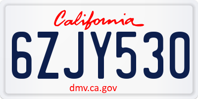 CA license plate 6ZJY530
