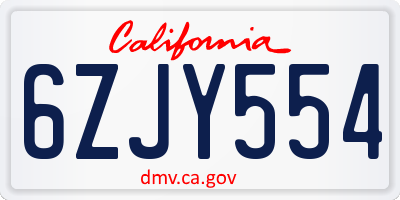 CA license plate 6ZJY554