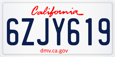 CA license plate 6ZJY619