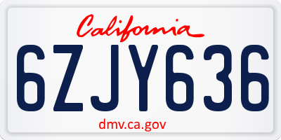 CA license plate 6ZJY636
