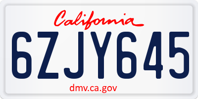 CA license plate 6ZJY645