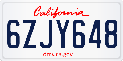 CA license plate 6ZJY648
