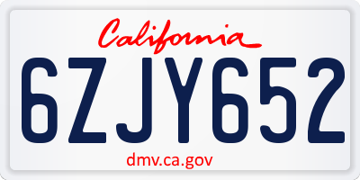 CA license plate 6ZJY652