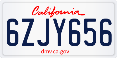 CA license plate 6ZJY656
