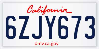 CA license plate 6ZJY673