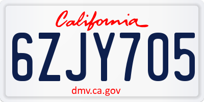 CA license plate 6ZJY705