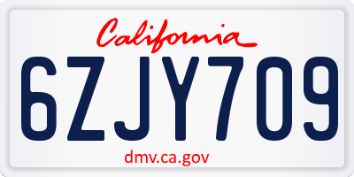 CA license plate 6ZJY709