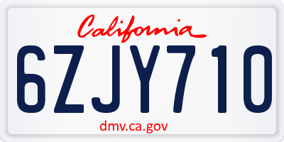CA license plate 6ZJY710