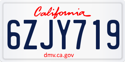 CA license plate 6ZJY719