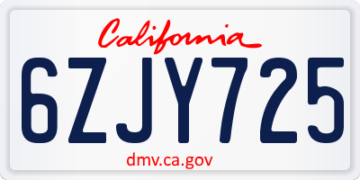 CA license plate 6ZJY725