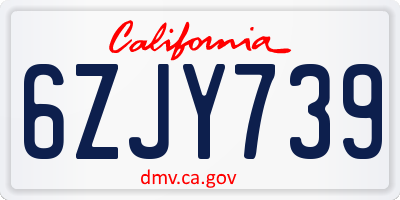 CA license plate 6ZJY739