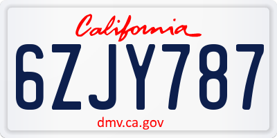 CA license plate 6ZJY787