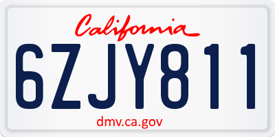CA license plate 6ZJY811