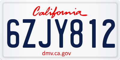 CA license plate 6ZJY812