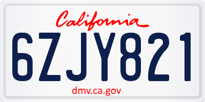 CA license plate 6ZJY821