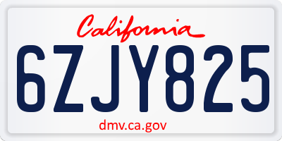 CA license plate 6ZJY825
