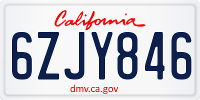 CA license plate 6ZJY846