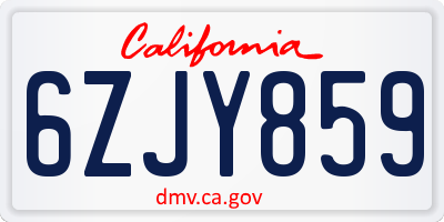 CA license plate 6ZJY859