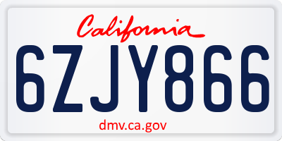 CA license plate 6ZJY866