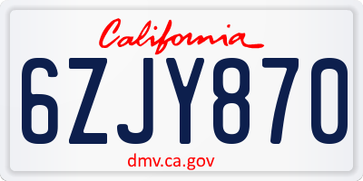 CA license plate 6ZJY870