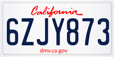 CA license plate 6ZJY873