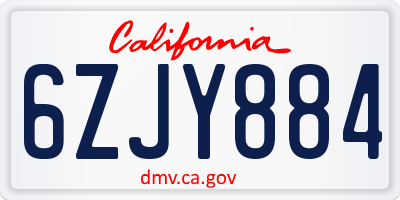 CA license plate 6ZJY884