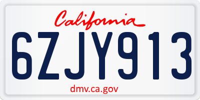 CA license plate 6ZJY913