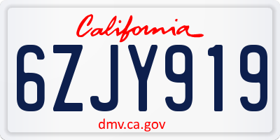 CA license plate 6ZJY919