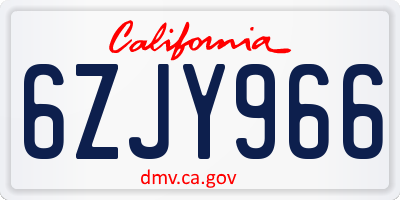CA license plate 6ZJY966