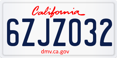 CA license plate 6ZJZ032