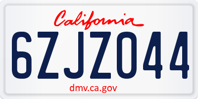 CA license plate 6ZJZ044