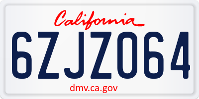 CA license plate 6ZJZ064